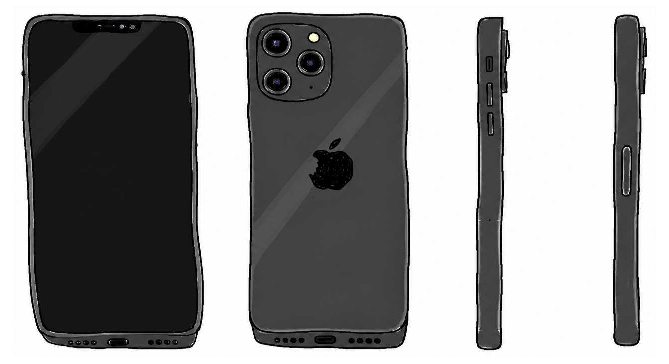 iBhone shown from the front, back, left side and right side